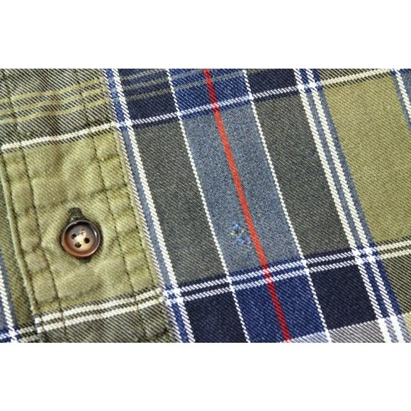 Chaps Ralph Lauren Plaid Shirt Blue Green Long Sleeve Button Front Large Cotton - Picture 7 of 10